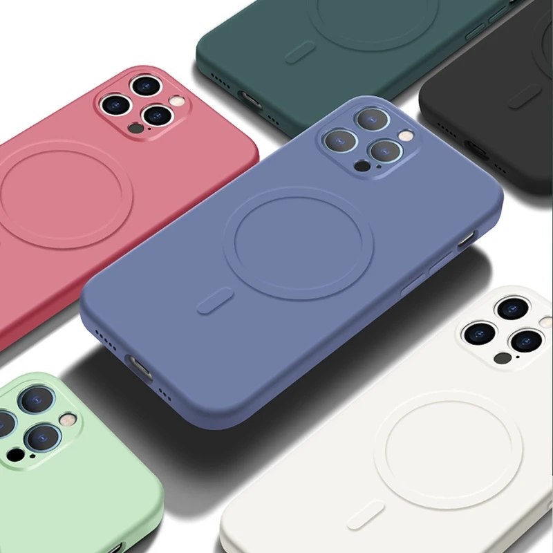 

Magnetic fluid silicone case, deluxe case, with wireless charger, suitable for iPhone 13, 12, 11 pro, XS max, mini, XR, x, 8, 7