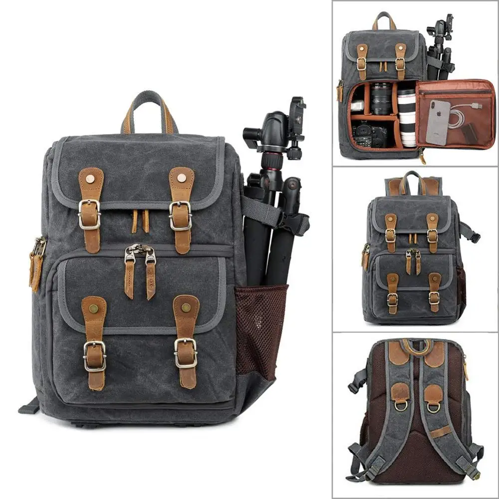 Рюкзак для камеры холст SLR DSLR сумка винтажный рюкзак большая емкость открытая