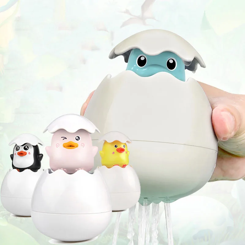 Baby bathroom bath toys floating spray eggs children playing with water dinosaur |