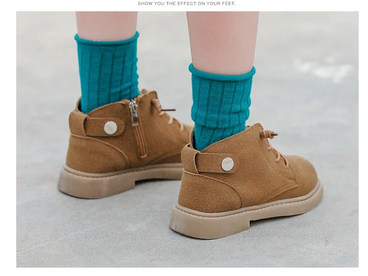 Осенне-зимние ботинки для мальчиков и девочек Кожаные Замшевые Детские