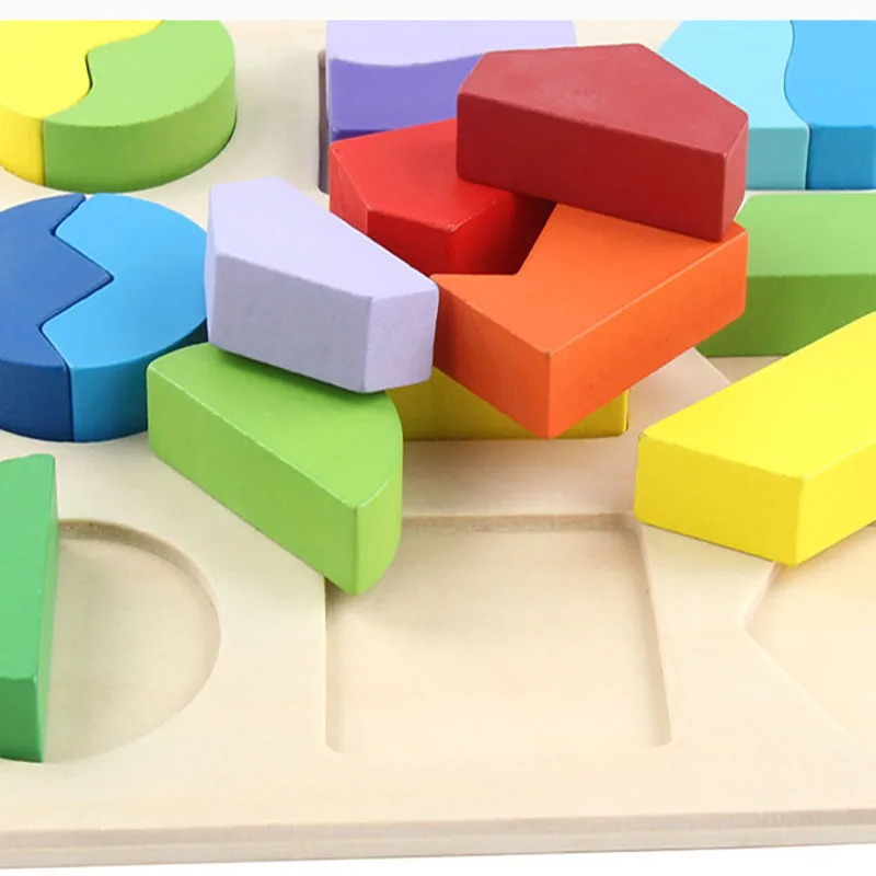 

Montessori Educational Toys Wooden Puzzle Toys Early Learning Baby Geometric Shape Color Puzzle Hand Board Jigsaw Games
