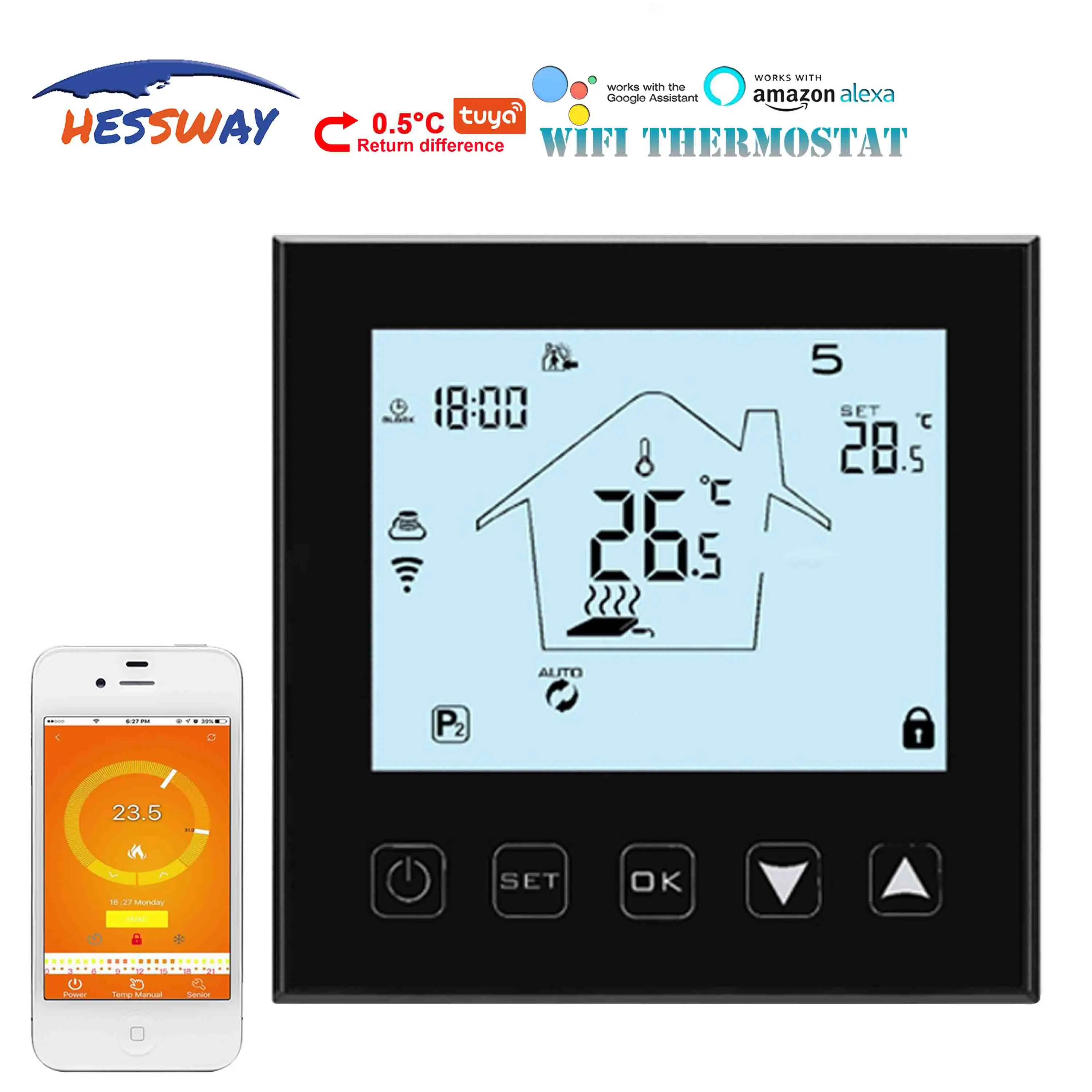 Соединительный газовый котел HESSWAY 2 в 1 и сухой контактный Wi Fi термостат для