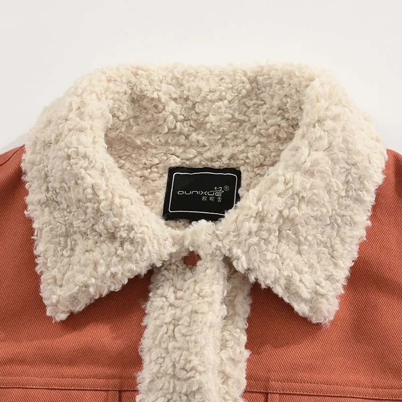 

2020 Winter Women'S Thick Lamb Fur Lapel Stitching Fluff Casual Loose Soft Short Coat Jacket Women