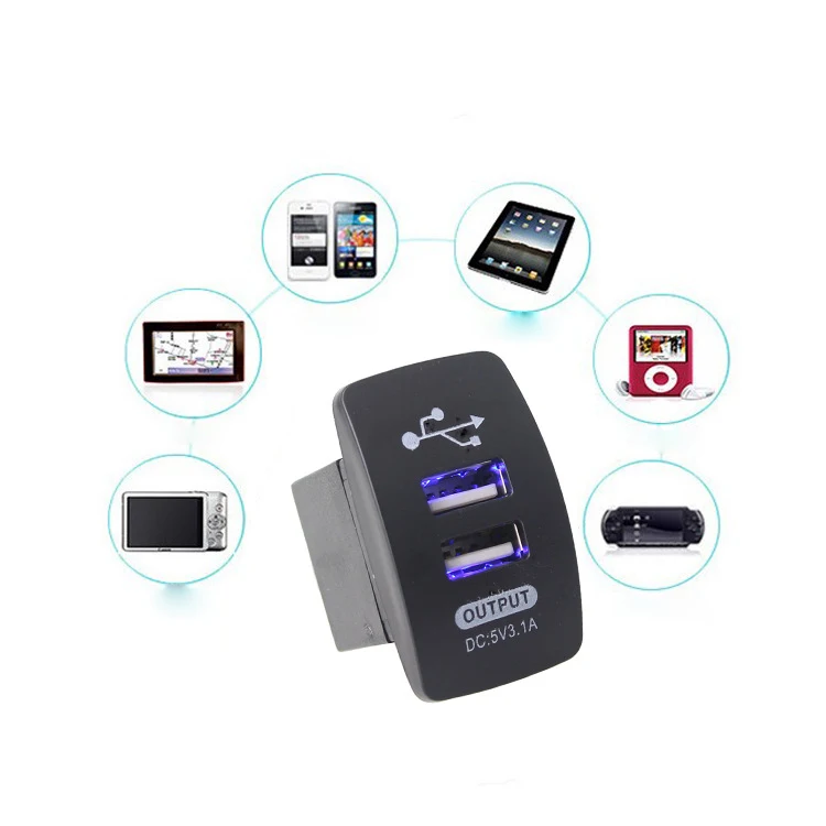 Автомобильное зарядное устройство с двумя USB-портами постоянный ток 3 1 А 5 В 2