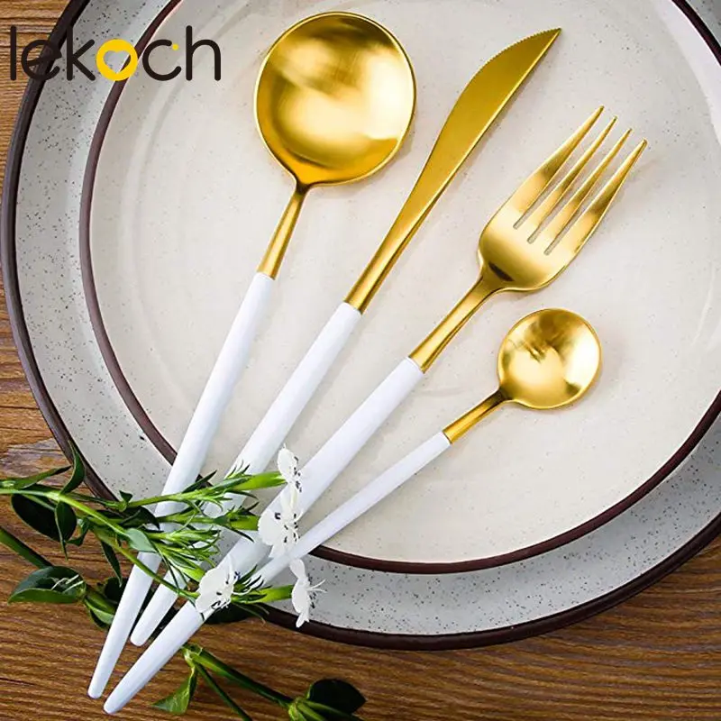 LEKOCH красочные столовые приборы из нержавеющей стали столовая кухонная посуда