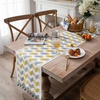 jacquard ripple print table runner chenille tassel table cloth living room tablecloth bed towel runners home decor table cover