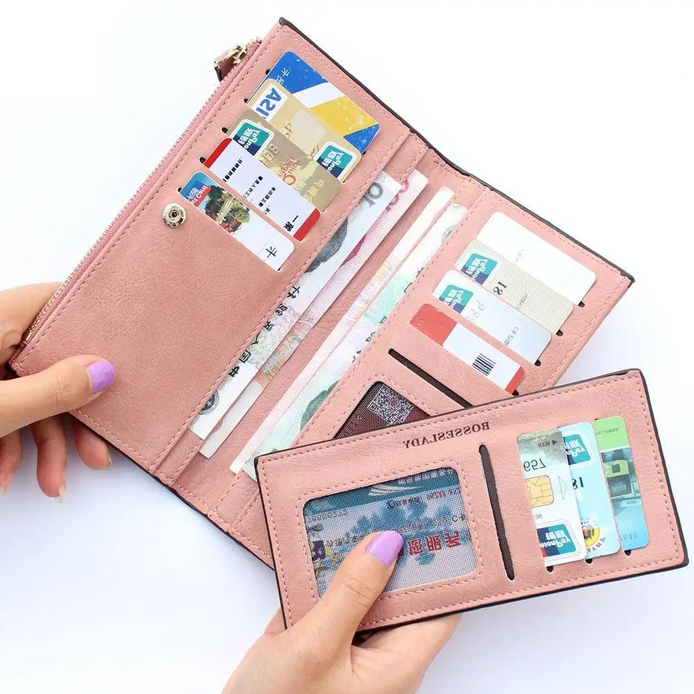 Маленькие Длинные кошельки карамельных цветов Женский кошелек из искусственной