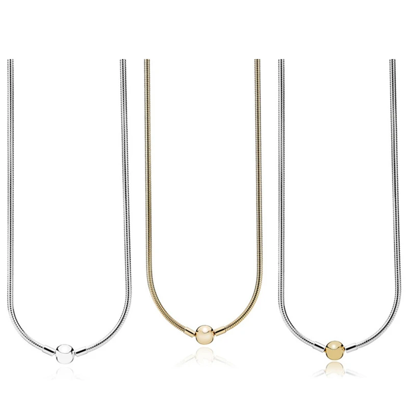

Baofu Authentic 925 Sterling Silver Necklace Signature Round Clasp Snake Chain Luxury Gift Jewelry Suitable for Original Women