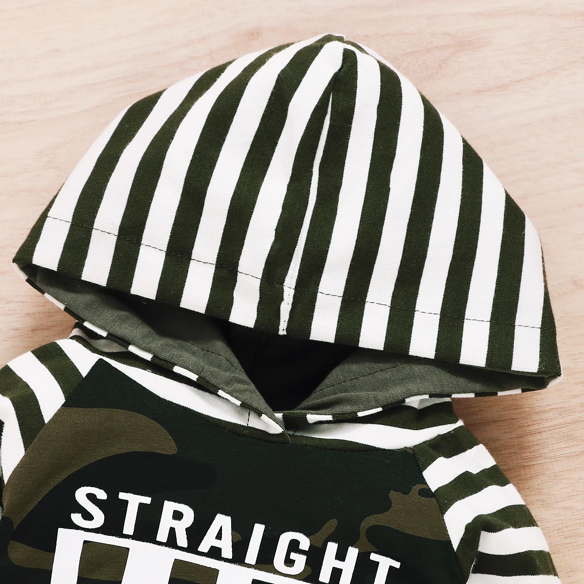 

2020 Summer Baby Boys Long Sleeve Letter Print Striped Rompers Newborn Camouflage Hooded Jumpsuits 3-24M Toddler Clothing