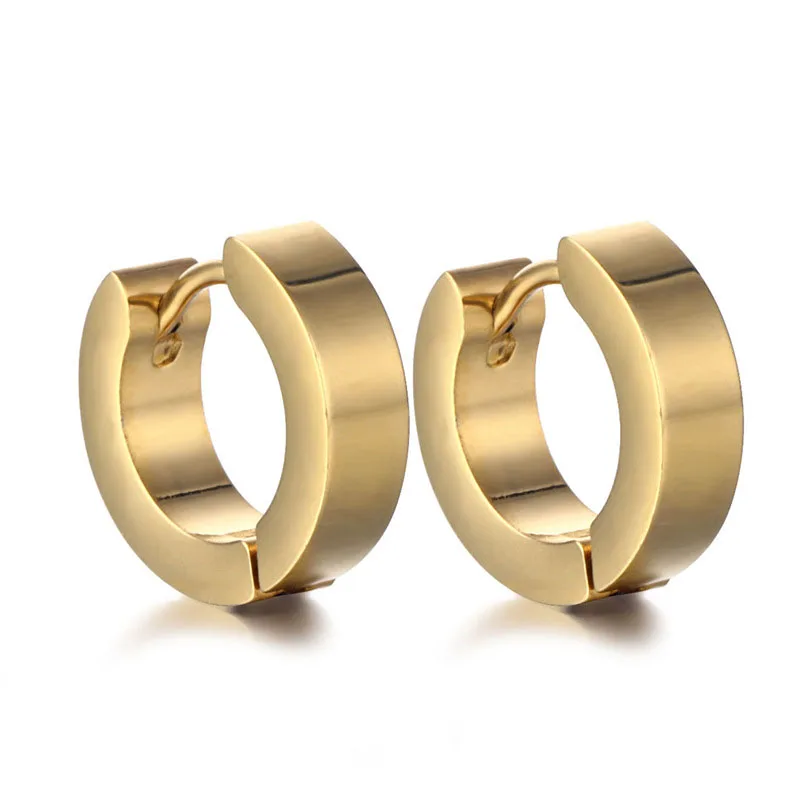 

Unisex Gothic Punk Black Stainless Steel Piercing Round Hoop Earrings for Women Men Fashion Jewelry Brincos