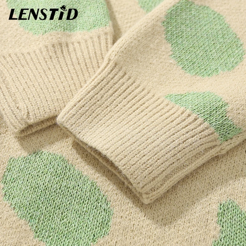 LENSTID Мужской трикотажный джемпер в стиле хип-хоп с принтом коровы жаккард уличная