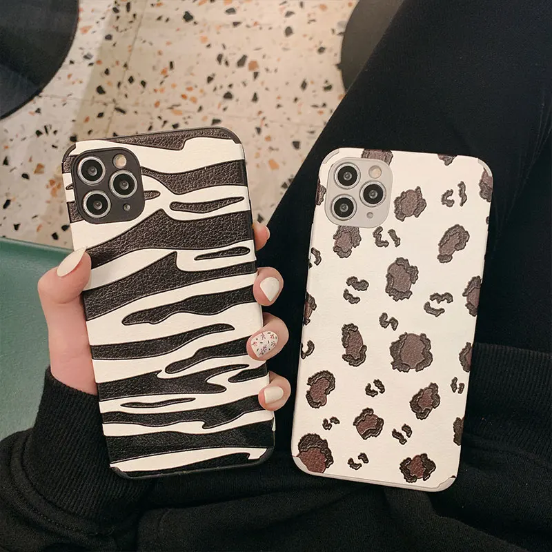 

Milk zebra stripe Soft Silicon Leather Case For Iphone 12 11 Pro Max 6 6s 7 8 Plus X XR XS MAX Fashion shockproof Phone Case