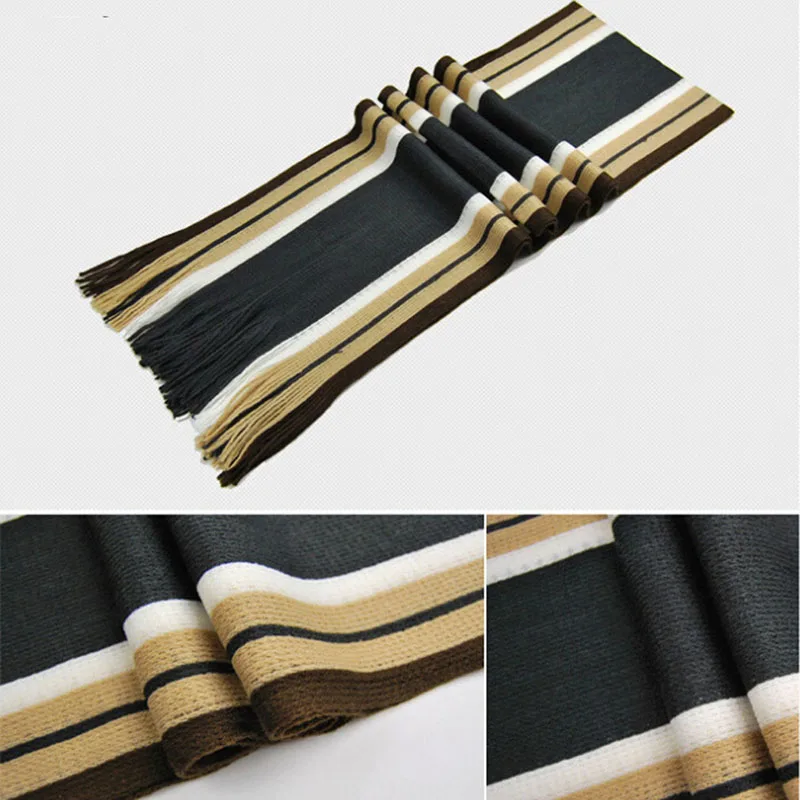 

2021 Hot Sale Basic Men Autumn Winter Warm Thick Long Striped Scarf Wild Casual Large Size Scarf 4 Colors