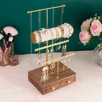 3 tier jewelry stand tower with wooden drawer for earring necklace pendant display stand jewelry organizer holder showcase