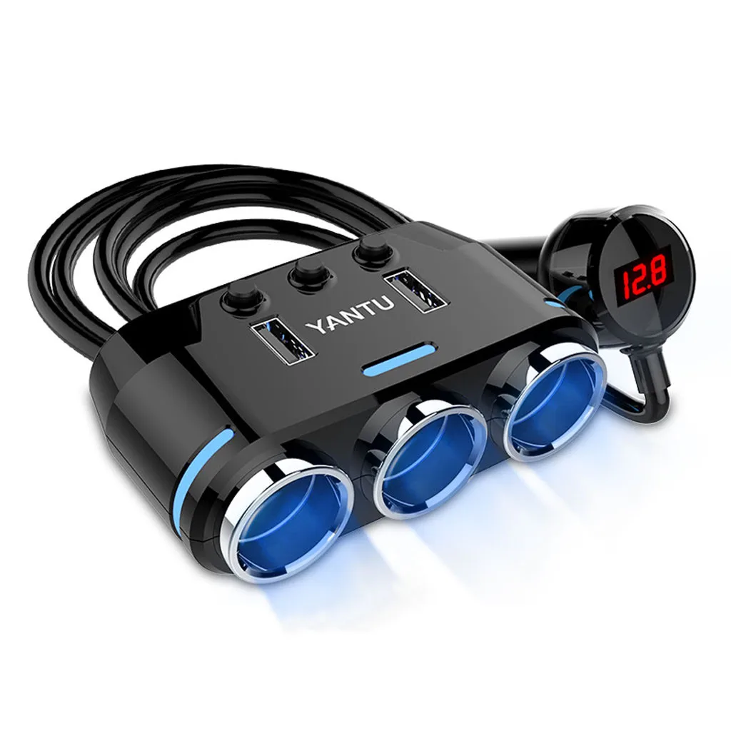 Мульти 3 Way 12V Multi Socket разветвитель автомобильного прикуривателя USB DC зарядное