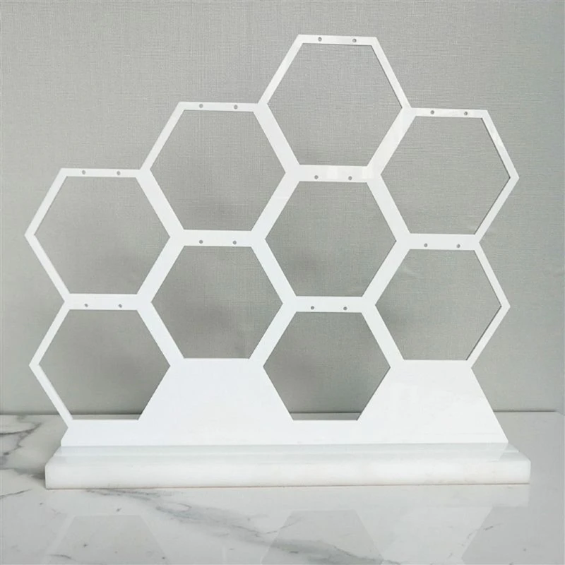 

Natural Wood White Honeycomb Jewelry Earrings Necklace Storage Rack Holder Jewelry Display Stand Up to Hold 9 Earrings