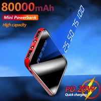 80000mAh Mini Ultra-thin Portable Power Bank Charger Digital Display 2USB Port Fast Charging External Battery For Xiaomi Samsung