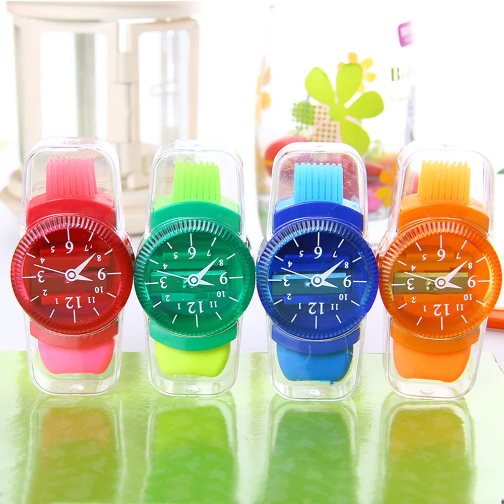 2 шт. креативные часы точилки для карандашей с ластиком кисти Kawaii Канцелярские