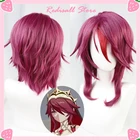 Rosaria Wig Genshin ударопрочные Косплей красные розовые короткие прямые Термостойкие волосы для женщин Хэллоуин