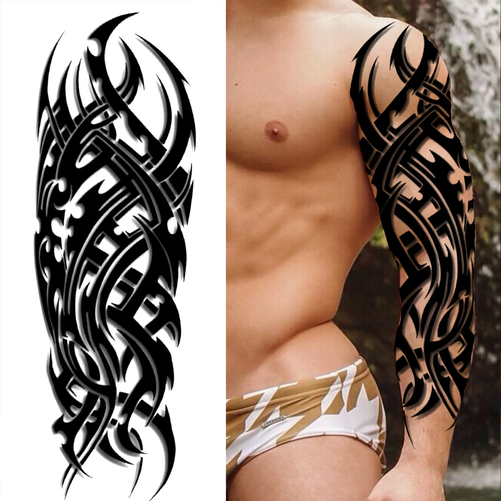 Временные татуировки с длинными рукавами для мужчин и женщин треугольные