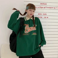 houzhou harajuku baseball hoodies streetwear women vintage sweatshirt korean style fashion oversized pullover long sleeve top