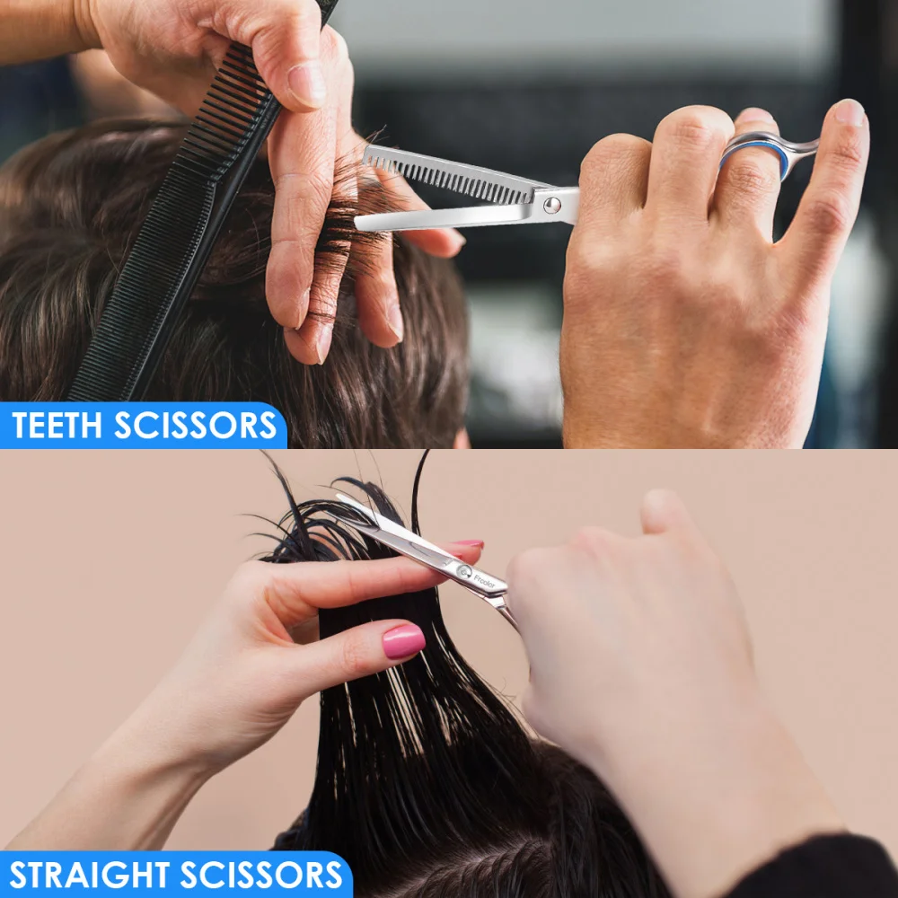 

Frcolor 8PCS Haircut Tools Professional Hairdressing Kit Households Barber Pouch Comb Clip Scissors Wtih Storage Case