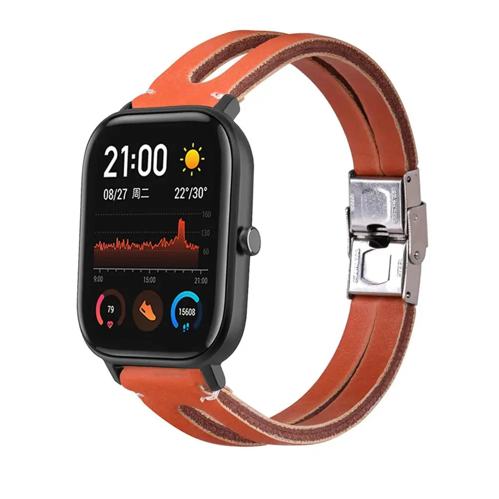 20 мм кожаный ремешок элегантный для Amazfit GTS G ремешок для 20 мм Универсальный Ретро Простой Смарт часы аксессуары ремешок для часов