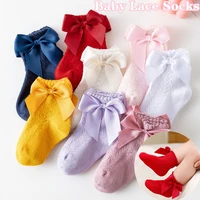 non slip 0 5 years cute girls kids children toddlers cotton knee high short socks mesh bow soft breathable newborn infant socks