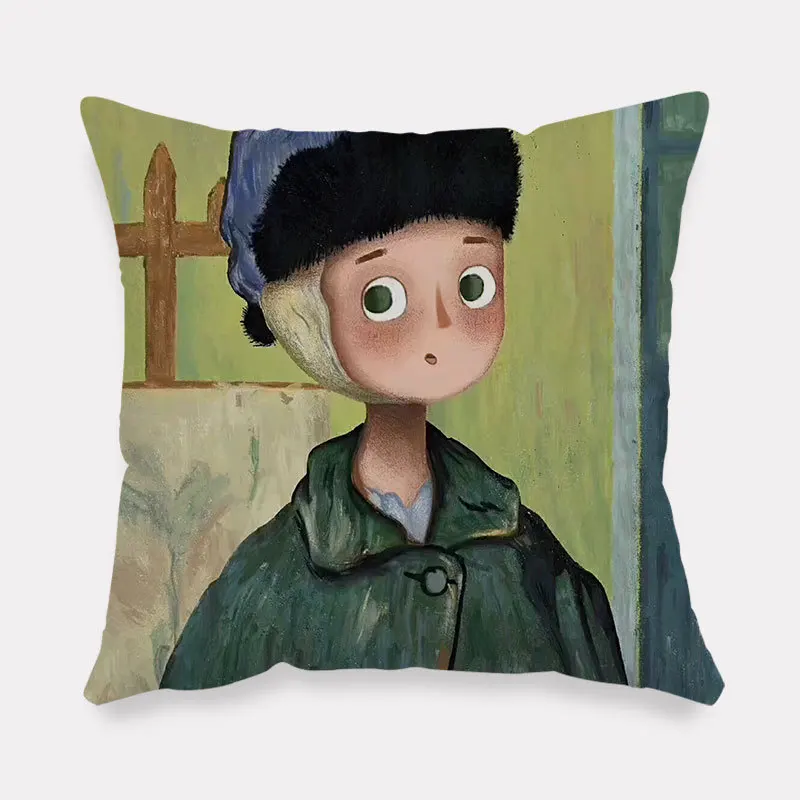 

Printed Girl Throw Pillow Single-sided Linen Home Decor Pillow Case Throw Up Cushion Pillow Case Pillows Decor Home Home