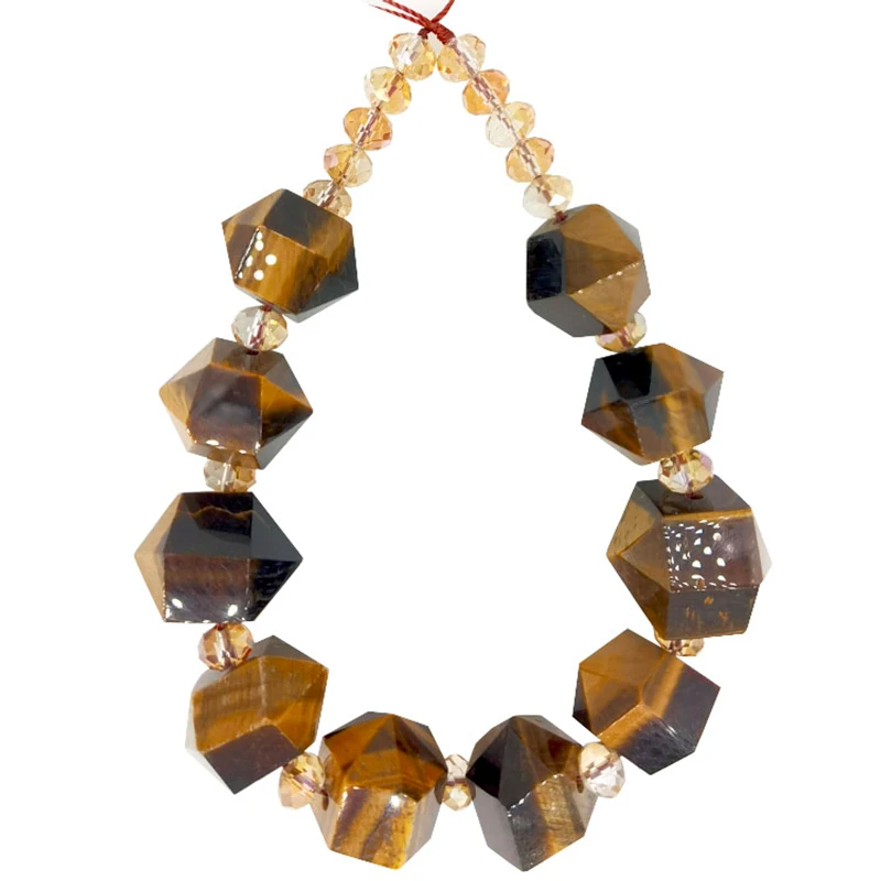 

14-16X20-22mm Manufacturer Natural Column Hexagonal Beads Star Faceted Tiger Eye Gemstones Beads for Jewelry Making