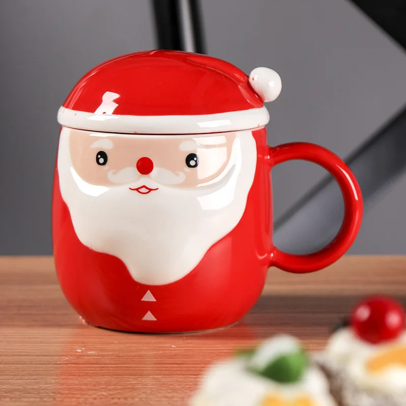 

Christmas Ceramic Tea Mugs Funny Travel Coffee Mug cute Santa Claus Water Cup Girls Boys Friends Gifts