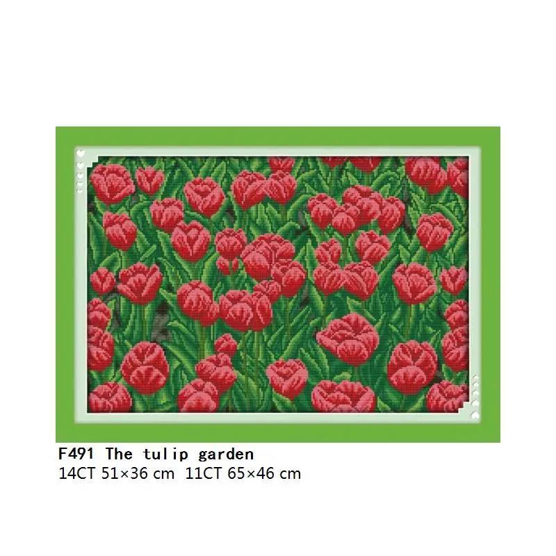 

Joy Sunday Cross Stitch Kits The Tulip Garden Embroidery Needlework Counted Patterns 11CT 14CT Printed Fabric Stamped Home Decor