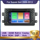 Автомагнитола 2 din на Android 10,0 с DVD, радио, GPS, видеонаблюдением, стерео, Wi-Fi, CarPlay, автомобильный мультимедийный плеер для Suzuki SX4 2006-2013