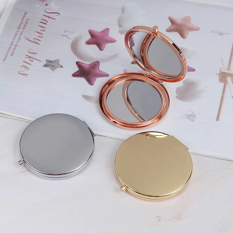1 PC Portable Folding Mirror Compact Stainless Steel Metal Makeup Cosmetic Pocket Beauty Accessories |