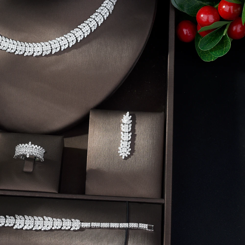 HIBRIDE классические белые дубайские Ювелирные наборы для женщин в форме листа