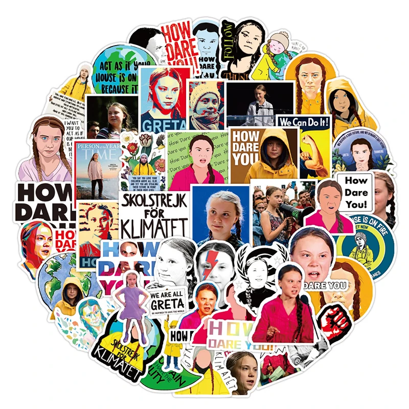 50 шт. зеленая девочка Грета тунберг для дневника мотоцикл скейтборд гитара
