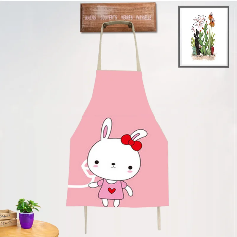 

Nordic Simple Geometric Pattern Apron for Women Linen Bibs Household Cleaning Home Cooking Aprons