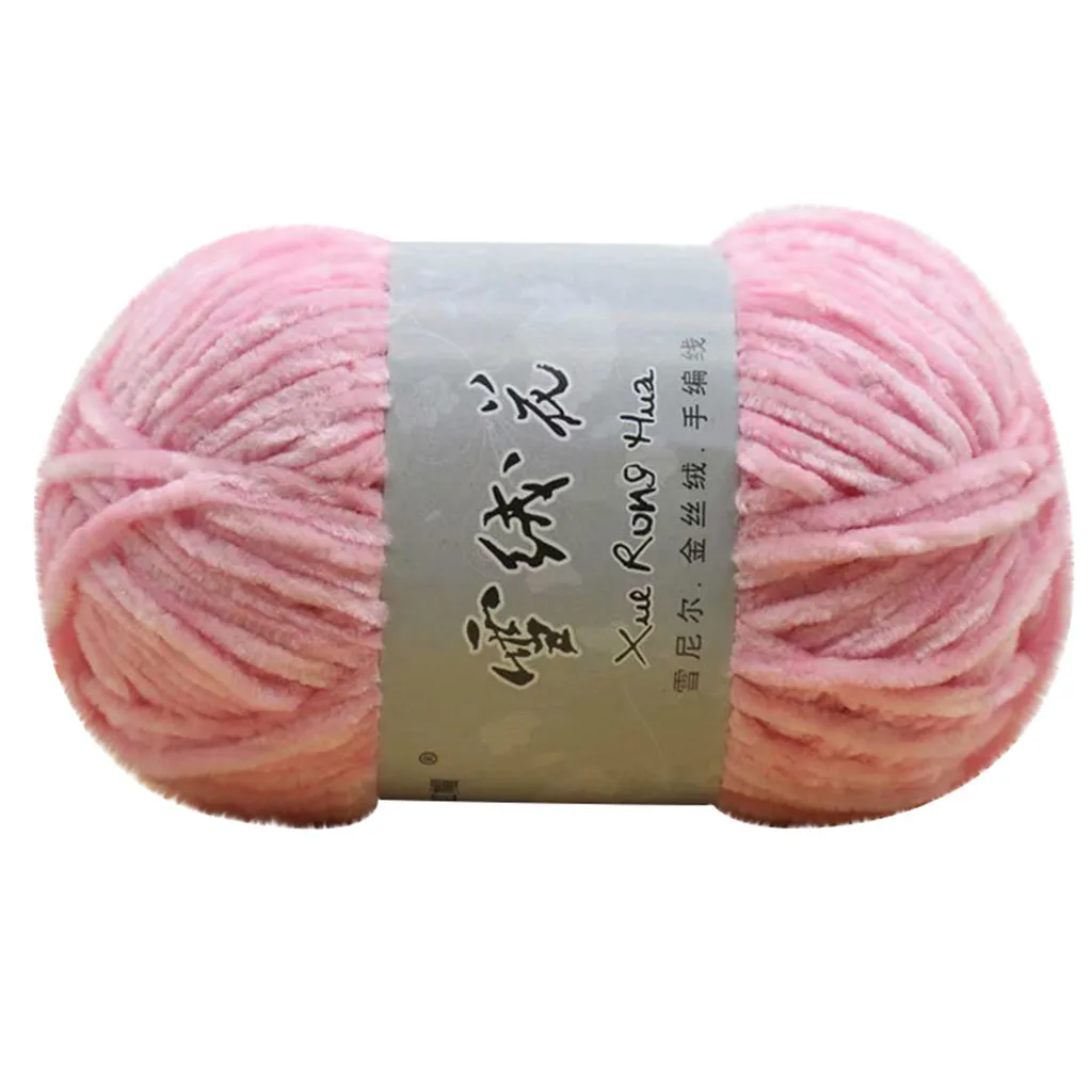 Золотая Бархатная шениль пряжа для ручного вязания средняя Толстая шерстяная