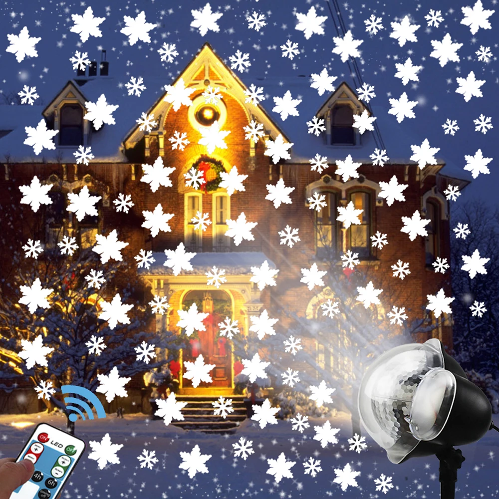 Водонепроницаемый Рождественский лазерный проектор со снежинками движущиеся