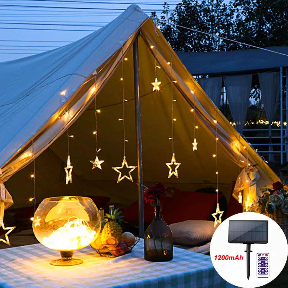 Уличная Водонепроницаемая светодиодсветильник Гирлянда-занавеска на солнечной