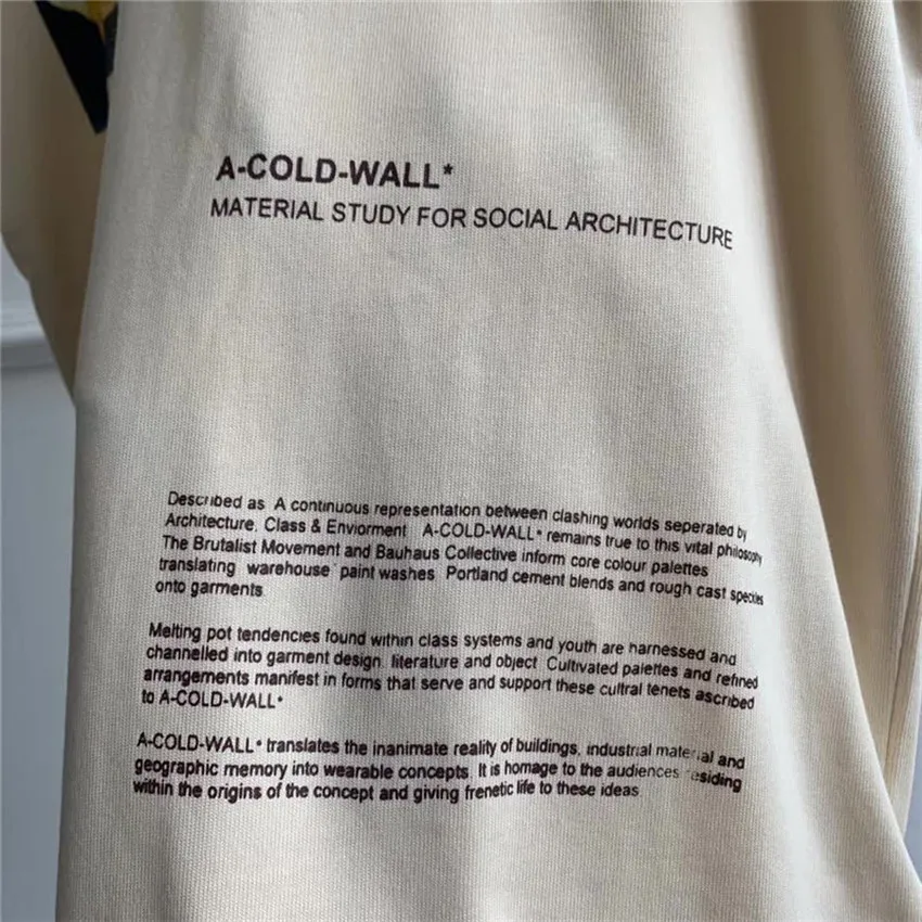 

Men Women A COLD WALL* T-shirt Summer Casaul British street Culture A-COLD-WALL T shirt Glass Blower ACW Top Tees