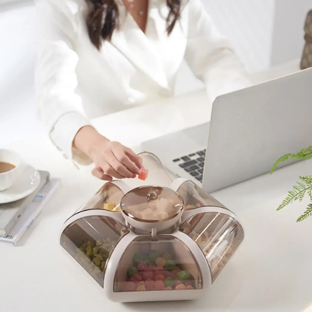 

Snacks Storage Box Innovative Push-type Candy Container Lotus Fruit Plate Snack Nut Organizing Storage Box