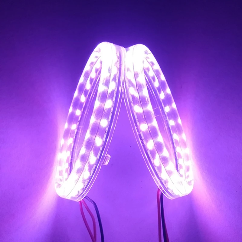 

Универсальные отражатели 2 шт мощностью 80 мм RGB светодиодный Ангел глаз кольцо Halo огни DRL светодиодные фары Bluetooth APP Управление 9V-32V постоянно...