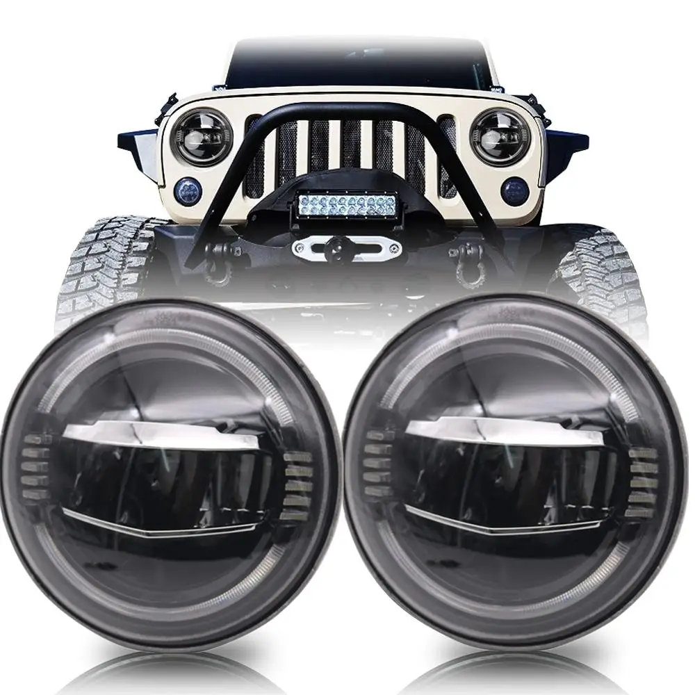 Передние фары 2 шт. для Jeep Wrangler 7 дюймов светодиодные Белые дневные ходовые огни