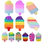Забавная силиконовая многоразовая игрушка в форме мороженого, снятие стресса для детей и взрослых, сжимаемая доска, игрушки-антистресс, Прямая поставка