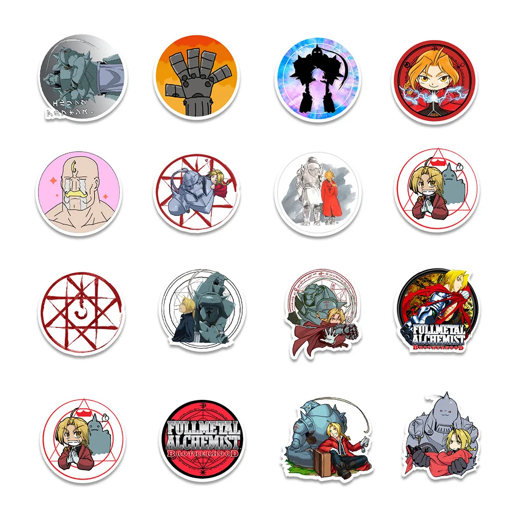 

50PCS Cartoon Anime Stickers Fullmetal Alchemist Sticker Toy Gifts for Stationery Laptop Phone Guitar Skateboard Decal Pegatinas