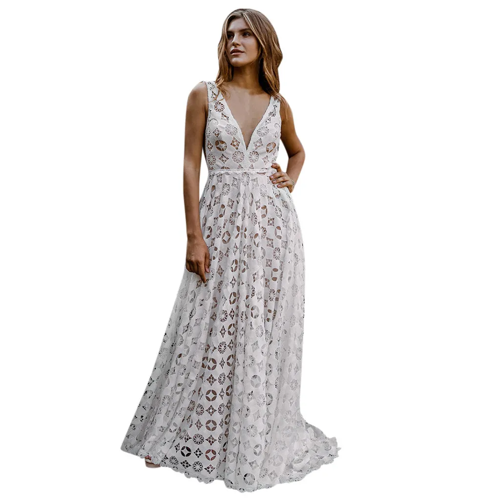 JAYCOSIN Платье женское праздничное летнее однотонное без рукавов для пляжной