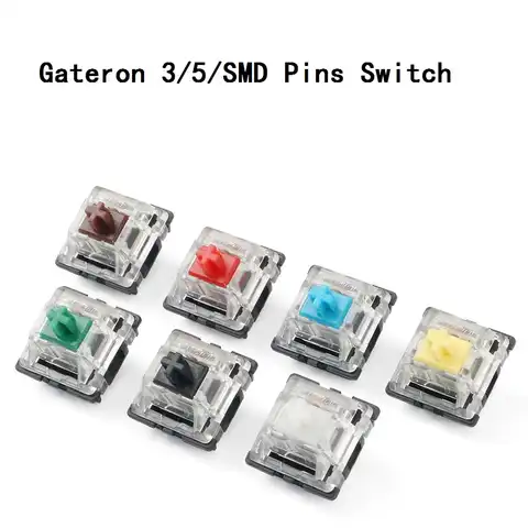 Переключатель Gateron, 10 шт., 3-контактный 5-контактный SMD-коммутатор, механическая клавиатура, черный, синий, красный, коричневый, зеленый, желтый...