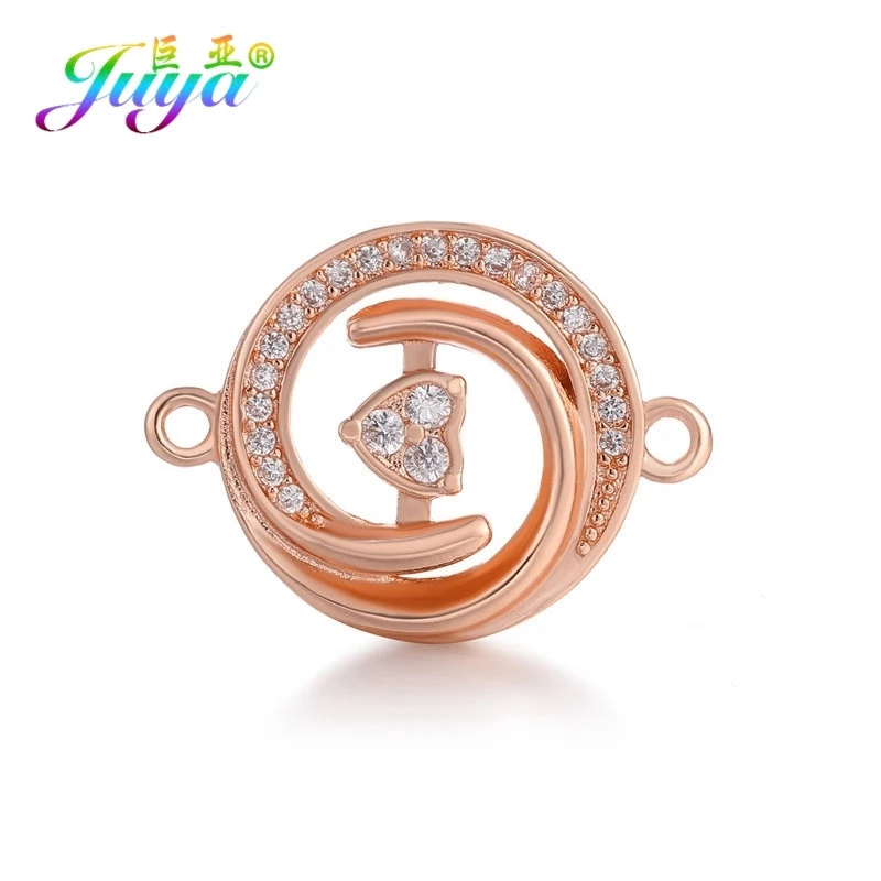 Rose Gold Juya DIY фурнитура для ювелирных изделий хамса Счастливая звезда цветок Шарм Разъемы для женщин браслет ручной работы серьги изготовление ювелирных изделий - Цвет: Rose Gold