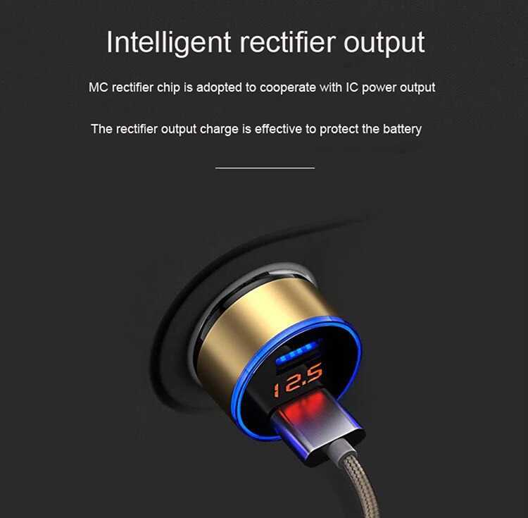 Acegreen светодиодный дисплей 3.1A двойной usb Автомобильное быстрое зарядное устройство для смартфона airpods планшета автомобильное зарядное устройство для телефона автомобильное зарядное устройство